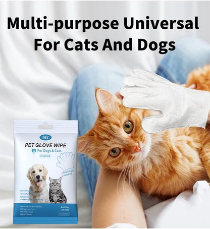Disposable pet Cleaning Gloves Wet Wipes, Suitable for Daily Cleaning and Travel use. Two Packs of unscented Glove Wet Wipes (Blue Packaging, 12 Pieces Each)