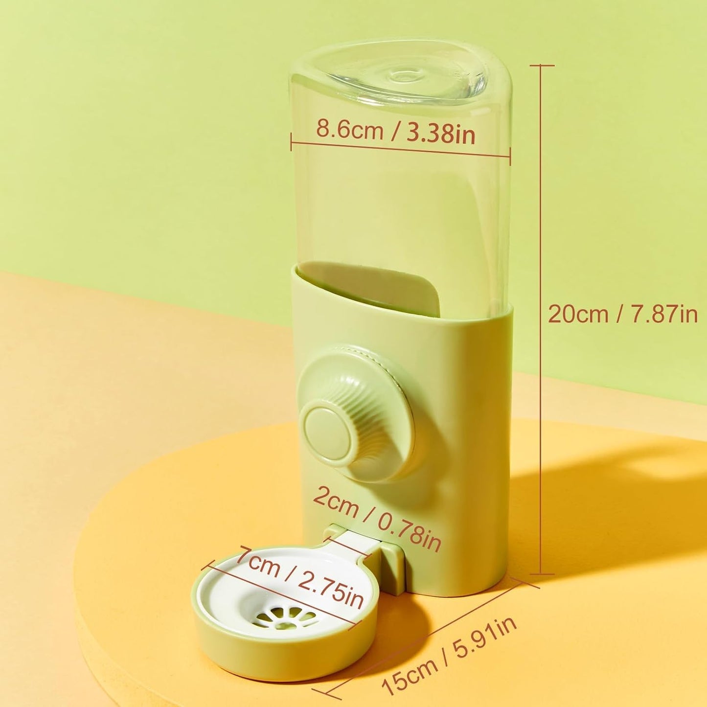 Rabbit Water Bottle, 600ml/21oz Hanging Water Dispenser Feeder Cage Crate Hutch Bunny Puppy Cat Chinchilla Ferret Guinea Pigs Squirrel Hedgehog (Green)