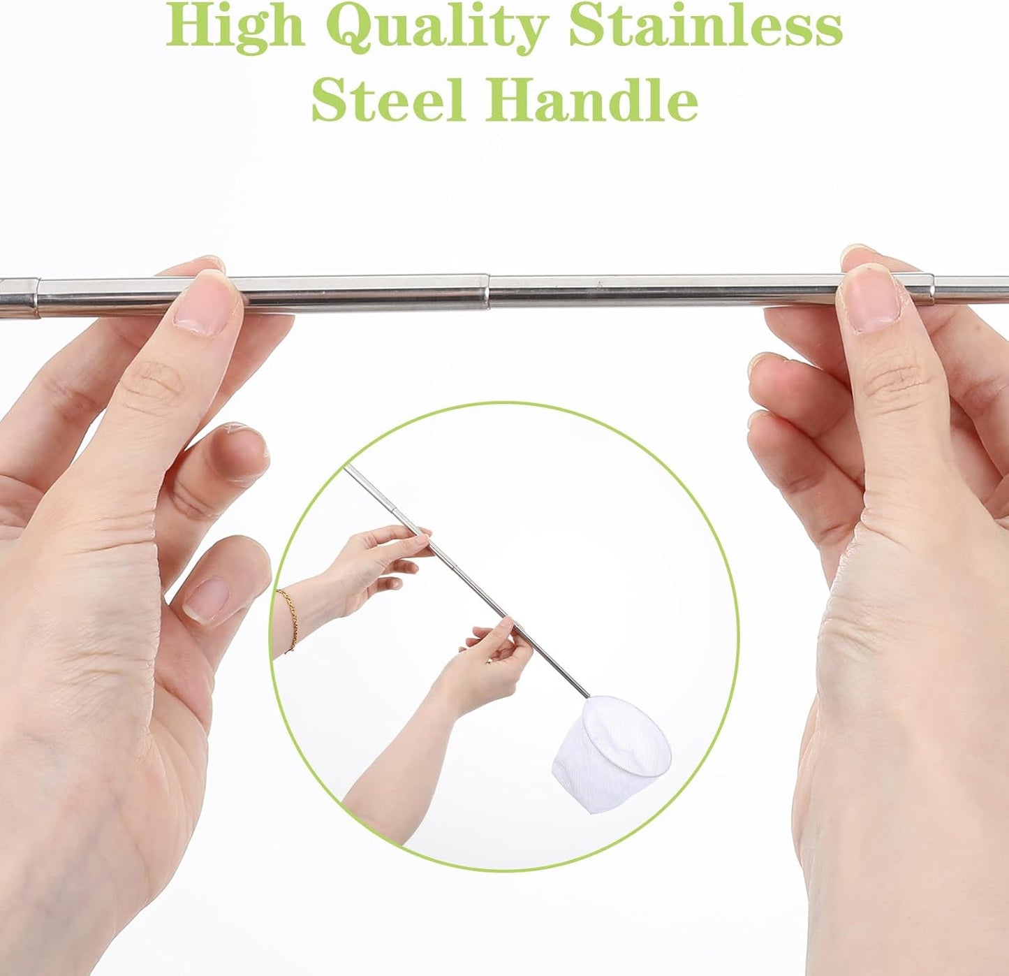 2 Pcs Extendable Aquarium Net Small Fish Net for Fish Tank Fishing Tank Nets Small with 5-16 Inch Stainless Steel Long Handle, Fine Mesh for Fishes Shrimp Pond Creek, 3In 4In