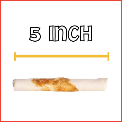 Pet Factory Twistedz American Beefhide 5" Chip Rolls Dog Chew Treats w/Real Beef Meat Wrap - 8 Count/4 Pack