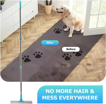 Kakalote Carpet Rake for Pet Hair Removal, 20"- 55" Adjustable Long Handle Cat Dog Fur Rakes Scraper Carpet Broom for Carpets, Rugs, Mats, with 2pcs Hair Shaving Comb(3pc Sets)