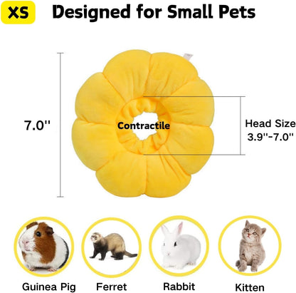 Rabbit Protection Cone Extra Small Soft Elizabethan Collar for Bunny Chinchilla Guinea Pig Small Cat Recovery Collar Kitten E Collar Alternative After Surgery Wound Healing Donut Collar (Yellow, XS)