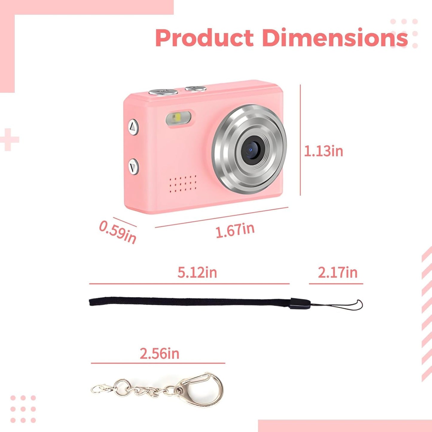 Video Recording Mini Digital Camera Thumb Cam, 1.67 X 0.59 X 1.13 In, (4.2 X 1.5 X 2.9 Cm), 200Mah, For Pet, Cycling, Hiking