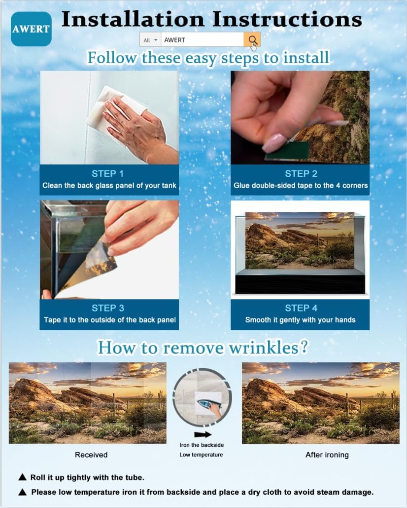 AWERT 48x24 inches Undersea Aquarium Background Pool Ocean Floor Aquarium Background Underwater Fish Tank Background