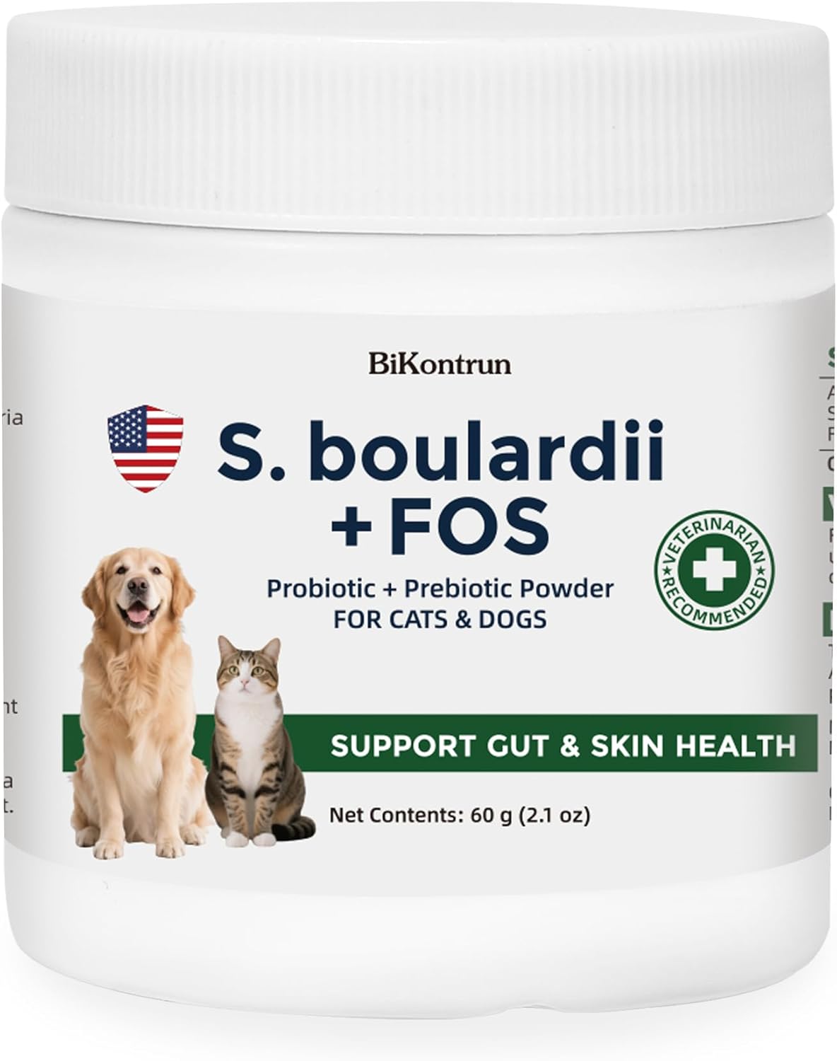 S.boulardii + FOS Pet Probiotic Powder for Dogs & Cats, 6.7 Billion CFU, Gut & Immune Support, Loose Stool & Digestive Upset Relief, Improves Stool Consistency, Skin Health, Veterinarian Recommended