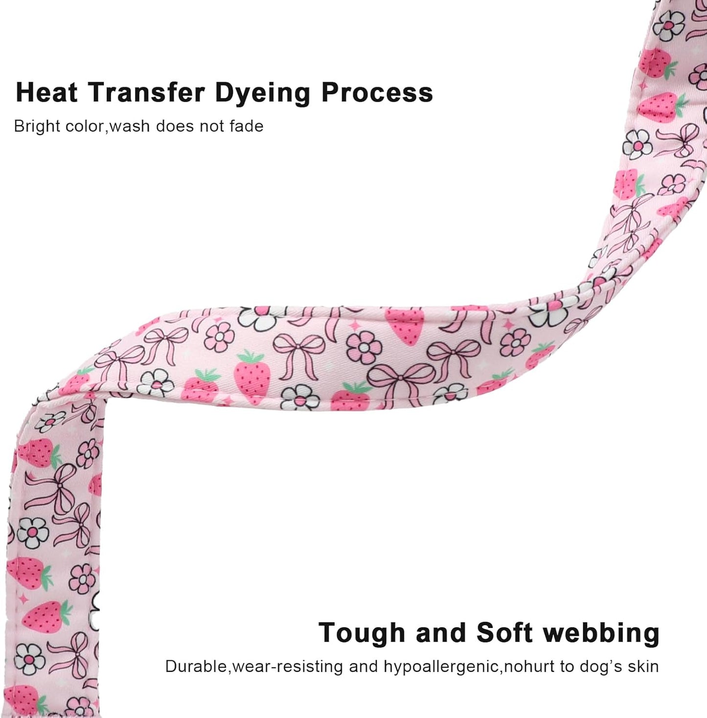 Lionet Paws Spring Dog Collar- Cute Strawberry Pink Dogs Collar with Plastic Buckle and Bowtie Pendant,Dog Collar for Medium Large Dogs