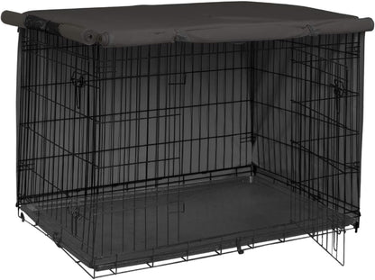 Explore Land Dog Crate Cover Heavy Duty Polyester Pet Kennel Sunshade Universal Fit for 42 inches Wire Cage (Black)