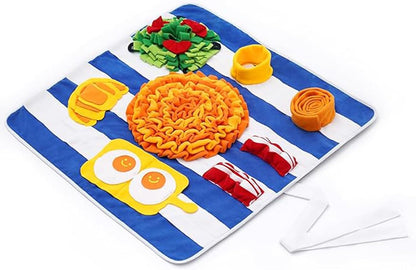 Snuffle Mat for Dogs, 19” x 19” Large Interactive Feeder to Keep Them Busy & Mentally Stimulated, Machine Washable Slow Feed Bowl for All Breeds Size, Plush Chew Relief Mat