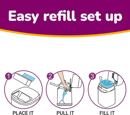 Cat Litter Refill Bags Compatible with Litter Genie Easy Roll Pail | Long-lasting Easy Roll Refill Bags 50 Count (2 Pack) | Odor Control & Plant Scented