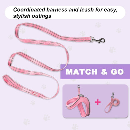 Cat Harness and Leash Set,Escape Proof Kitten Harness,Step in Adjustable Soft Lightweight,Easy Control,Reflective Strips Comfortable for Walking Travel(Baby Pink,M)