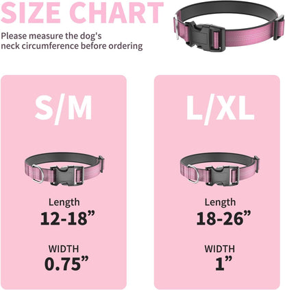 Thickened Padded Durable Dog Collar, Adjustable, Ultra-Durable, Suitable for Medium, and Large Breed Pet Collars (Pink, L)