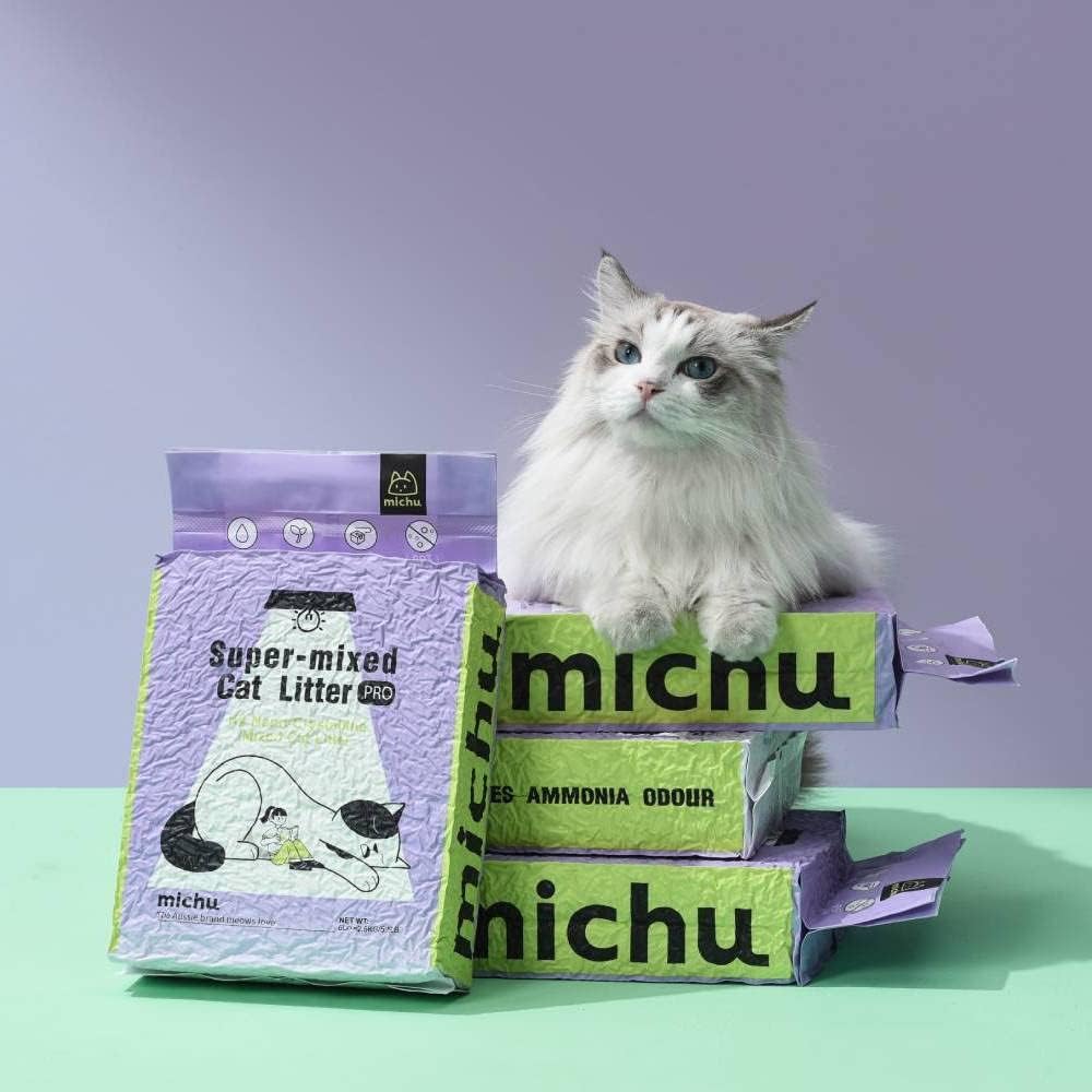Michu Mixed Tofu Cat Litter, Heavy Duty Flushable Kitty Litter, 5.5Lb/88Oz (2 Pack, Original)