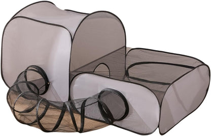 Convertible Cats Playpen Expandable Tunnel Safe Lounging Playpen for Indoor Outdoor Activity Game Tent for Camping Cats Tunnel House