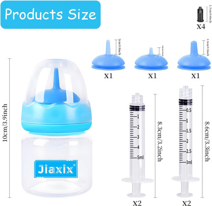 Pet Bottle Feeding Kit, Puppy & Kitten Nursing Supplies, Blue, 60ml Bottle with Anti-Choking Silicone Nipples & Syringes, Newborn Flow, Dishwasher Safe