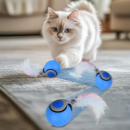 2pcs Interactive Cat Toys, Speedy Tail Cat Ball Automatic Moving Ca-t Toys Ball for Indoor Pet, Electronic Rolling Pet Chase Toy