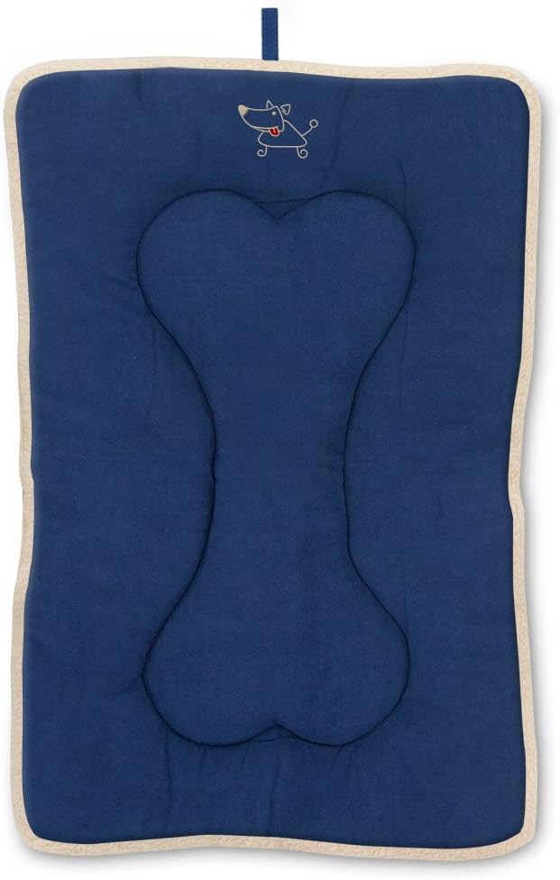 Best Pet Supplies Machine Washable Dog Crate Mat – Double-Sided Kennel Pad - Navy Blue, S (24 x 17)