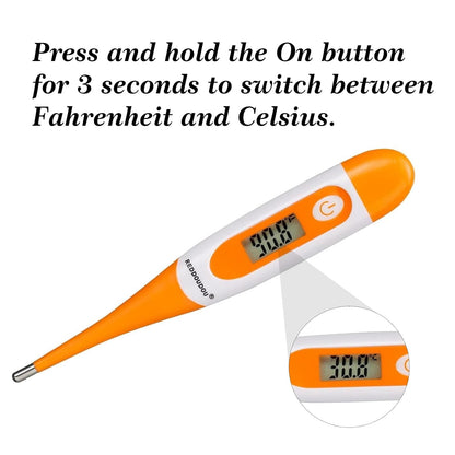 Digital Pet Thermometer for Accurate Fever Detection, Suitable for Cats/Dogs/Horse/Veterinarian, Waterproof Pet Thermometer, Fast and Accurate Measurements in 20 Seconds (Orange)