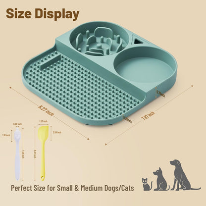 Slow Feeder Snack Bowl & Lick Mat for Dogs & Cats – Non-Slip, Food-Grade Silicone Treat Bowl Combo for Small Breeds – Perfect for Treats, Snacks & Portion Control, Includes Scraper & Brush