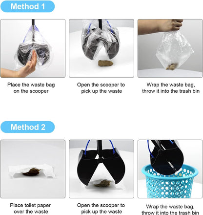 SZHLUX 28" Pooper Scooper, Foldable Dog Pooper Scooper with Unbreakable Material and Durable Spring for Grass and Gravel, Blue