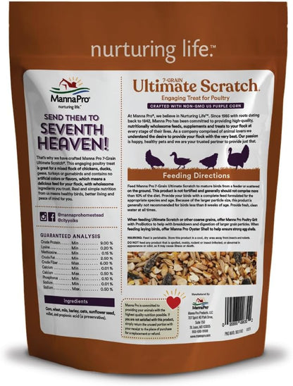 Manna Pro 7-Grain Ultimate Chicken Scratch – Non-GMO Scratch Grain Treat for Chickens, Hens and Other Birds – Natural Multigrain Blend for Poultry and Backyard Flocks – 10 lb Bag