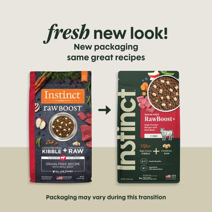 Instinct Raw Boost, Natural Dry Dog Food with Freeze Dried Pieces, High Protein, Grain Free Recipe - Real Beef, 3.5 lb. Bag