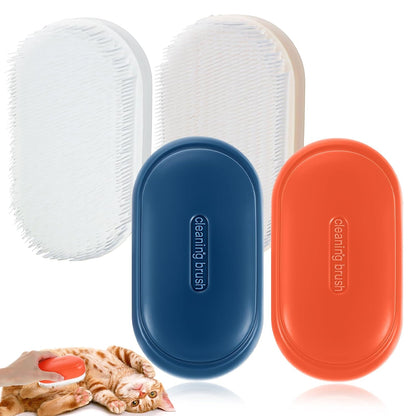 4Pcs Soft Cat Brush for Indoor Cats, Over 1000 Gentle Cat Tongue Brushes With Prickly Serrations, Lightweight Cats Grooming Brush for Daily Grooming & Enhancing Bonding, White