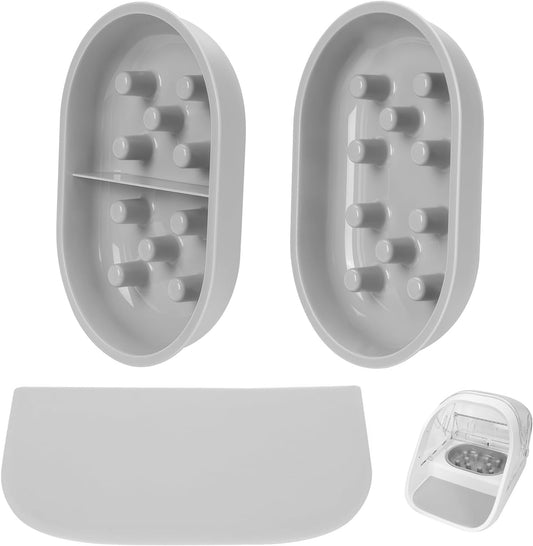 Cat Slow Feeder Bowls and Mat Set for Automatic Pet Care Feeder, YOIHABV 1 Slow Feed Single Bowl, 1 Puzzle Feeding Split Bowl, 1 Mat, Promote Healthy Eating, Non-Slip and BPA-Free, Easy to Clean