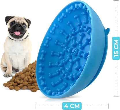 Lick mat for Dog Slow Feeder Bowl Anxiety Boredom Reducer Perfect for Yogurt, Peanut Butter. Wobble Dog Slow Feeder Bowl Easy to Clean - Non Slip Design BPA Free Silicone Licking mat - Blue