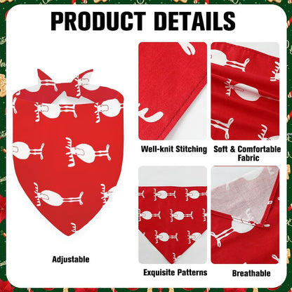 4 Pack Christmas Dog Bandana, Dog Christmas Scarf, Triangle Santa Claus Scarf Adjustable Bib for Medium Large Dogs Outfit (L)