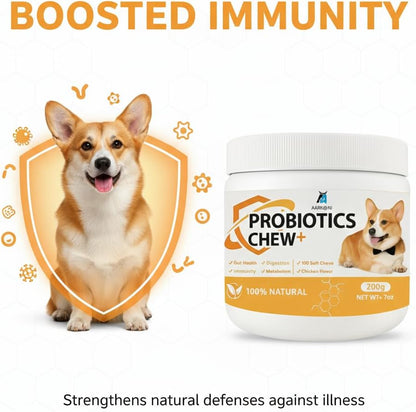 Aarkani Probiotics Chew+ – Natural Digestive & Immune Support for Dogs | 100 Soft Chicken-Flavored Chews