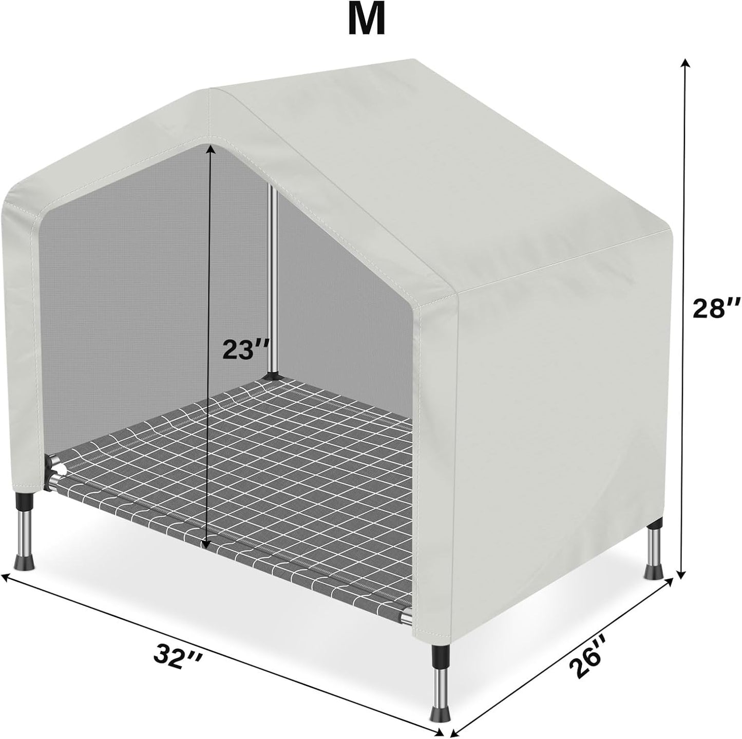 Elevated Dog House for Outdoor or Indoor - Waterproof Dog Tent Cat House, Dog Sunshade Tent, Pet House with Removable Cover, Suitable for Medium Cats Dogs