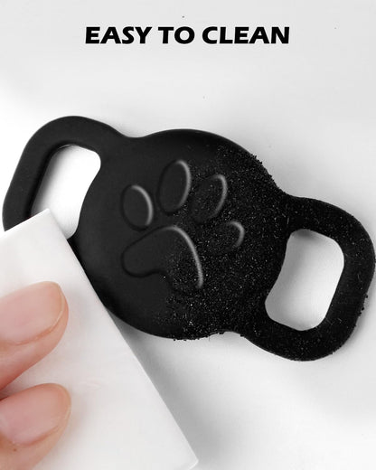 Dynmeow Dog Cat Collar Holder Compatible with Airtag, Anti-Lost Silcione Holder for 3/8 and 5/8 Inch Wide Collars, Black, S(1 Pack)