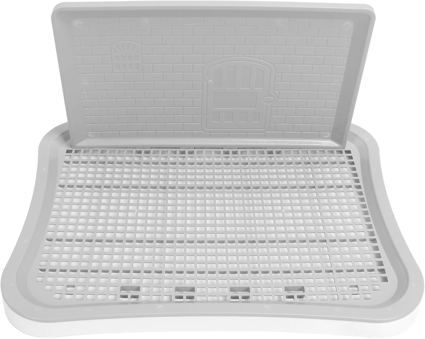 Dog Training Toilet with Wall Column, Removable Portable Puppy Mesh Training Potty, Plastic Dog Potty Tray for Large Small Medium Pets, Indoor Dog Litter Box with Chew De (White)