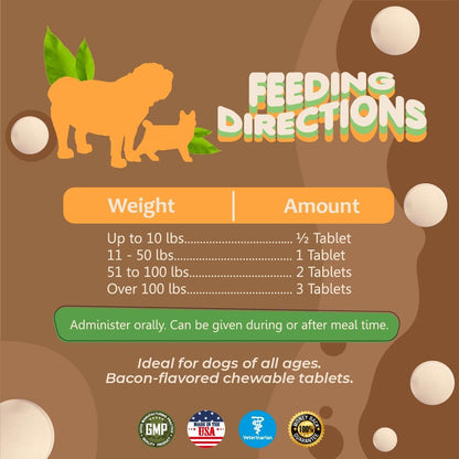 Skin and Coat Supplement with Fish Oil and Omega 3 for Dogs and Cats - Dog Itch Relief Pet Supplement for Shedding, Dry Itchy Skin and Allergies - Dog Allergy Treatment Vitamins (2-Pack, 120 Tabs)