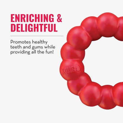 KONG Ring - Natural Rubber Ring Toy for Healthy Chewing Habits - Chew Toy Supports Dog Dental Health - Dog Toy Supports Instincts During Playtime - for Small/Medium Dogs