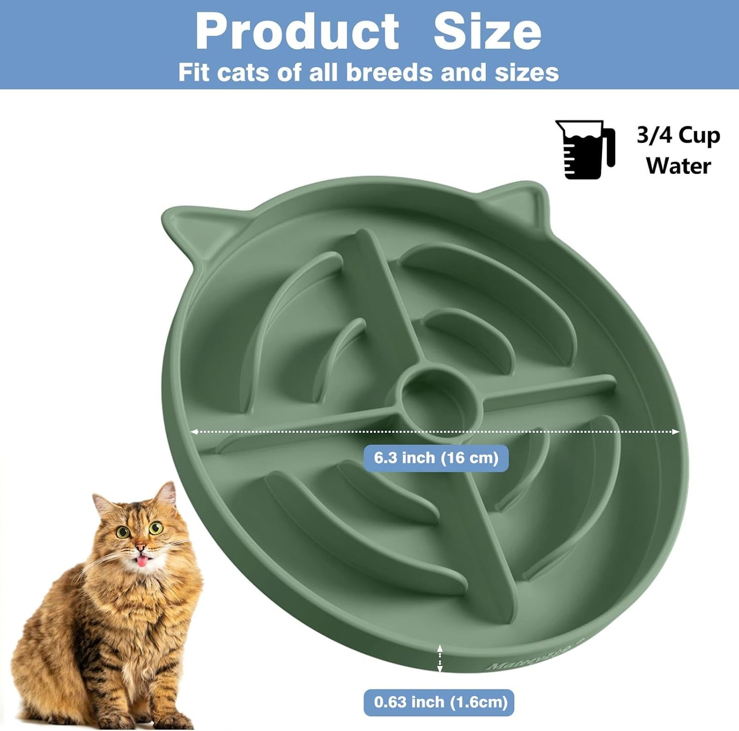 MateeyLife 2 Pcs Silicone Slow Feeder Cat Bowl, Puzzle Feeder Cat Food Dish, Non-Slip Silicone Bowl for Cats, Suitable for Dry and Wet Foods, Kitty Bowls to Slow Down Eating, Prevent Overeating