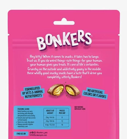 Bonkers Cat Bites, Crunchy & Soft Salmon Supreme Flavor Treats, Low Calorie, Training or Food Topper 3 oz -2 Pack Plus 4 Cat Spring Toys