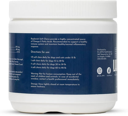 Dr. Jeff Werber Replenish Omega 3 Fatty Acid Chew for Pets & Dogs - Soft Fish Oil Chews with Natural Ingredients for Boosting Immune System and Regulating Inflammatory Response - 60 ct. (Small/Medium)