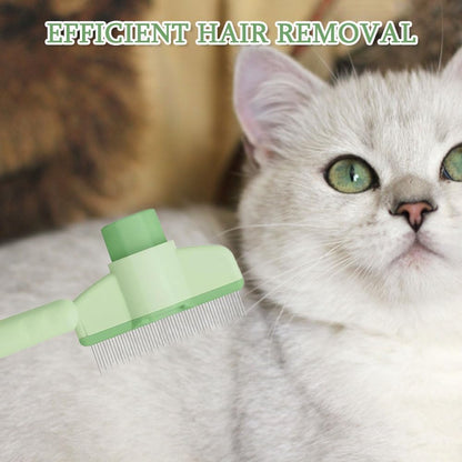 1PC Pet Grooming Comb with Self-Cleaning Button, Flea Cat and Dog Hair Brush for Loose Fur and Tangle Care, Metal Teeth Grooming Tool for Short and Long Coats, Easy-Clean Pet Brush