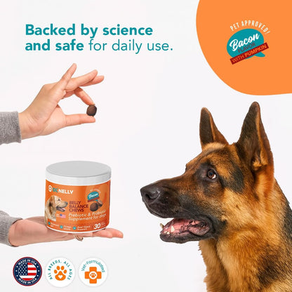 Ol'Nelly Pre & Probiotics for Dogs- 30 Soft Chews (Bacon) - Daily Dog Probiotics for Digestive & Gut Health - Diarrhea, Gas & Constipation Relief -All Ages and Breeds - Probioticos Perros Chewable