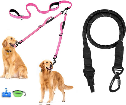 PetBonus No Tangle Double Dog Leash and Dog Seat Belt for Car