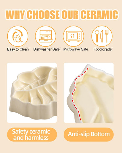 Slow Feeder Dog Bowl, 0.44 Cups Ceramic Dog Food Dish for Fast Eaters Small Breed, Puzzle Bowl for Small Dogs and Cats(Yellow)