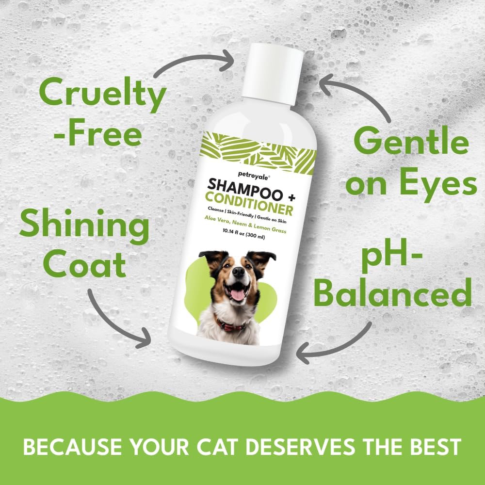 Dog Shampoo and Conditioner – Dog Shampoo for Shedding & Smelly Dogs – Aloe & Lemongrass Scent - Puppy Safe All Breeds Pet Friendly Dogs Shampoo (10.14 floz)