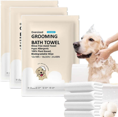 Toner Depot XL Pet Grooming Bath Wipes, Huge Rinse-Free Towels for Cleaning and Deodorizing Plant-Based Hypoallergenic Wipes for Dogs and Cats, 3 Pack (XXL 24x48)