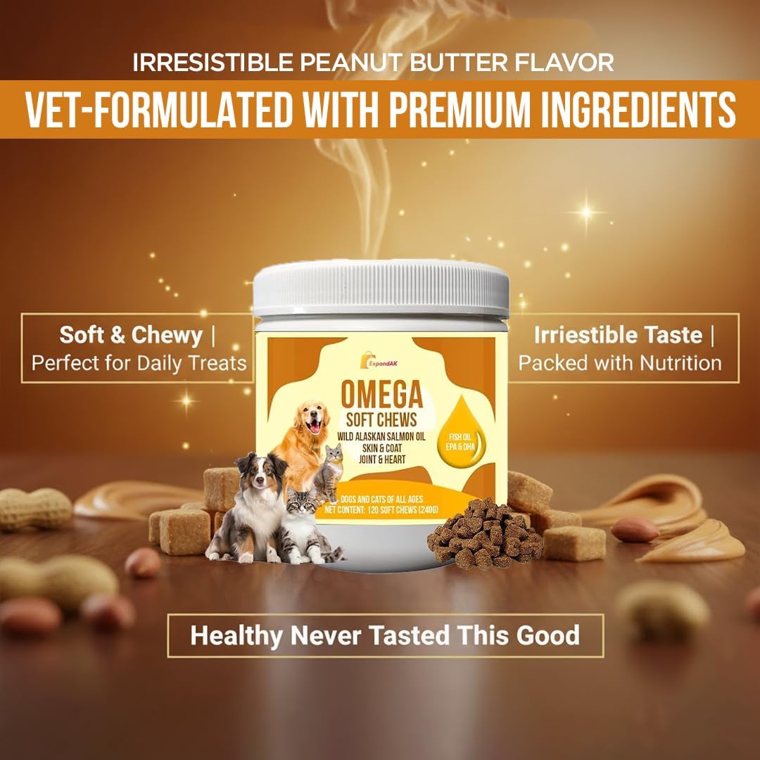 10-in-1 Multivitamin for Dogs – Glucosamine, Chondroitin, Probiotics & Omega 3 Fish Oil – Dog Supplement for Joints, Skin, Coat, Heart & Immune Support – Peanut Butter Flavor – 120 Soft Chews