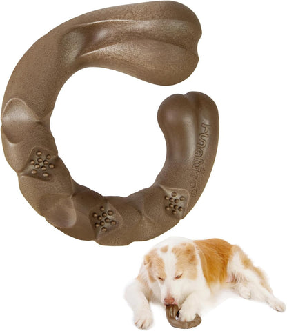 Tough Dog Toys for Aggressive Chewers, Bacon Scented & Curved Nylon Bone to Keep Them Busy, Durable Chew Toy for Medium & Large Breeds (25-80 lbs)