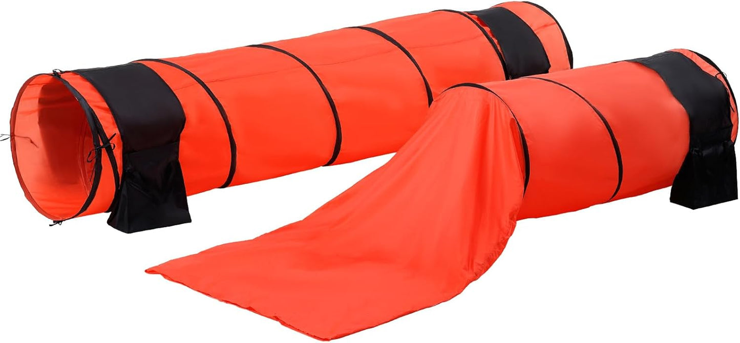 VEVOR Dog Agility Course Backyard Set, 13pcs Agility Training Equipment for Dogs, 2 Tunnels with Sandbags,Adjustable Hurdles,Weave Poles,Jump Ring,Pause Box, Puppy Obstacle Course Kit with Storage Bag