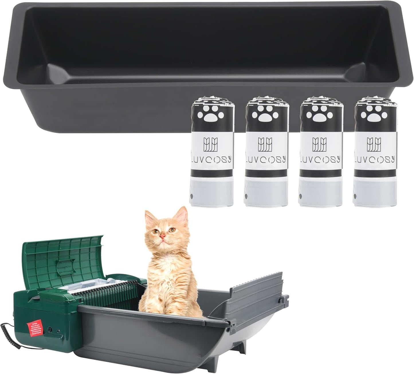 Permanent Waste Receptacle with 40 Liners Compatible with Pet Zone Semi Automatic Cat Litter Box, Sturdy Litter Box with Kitty Litter Bags, No-Touch Litter Box Liners(Machine NOT Included)