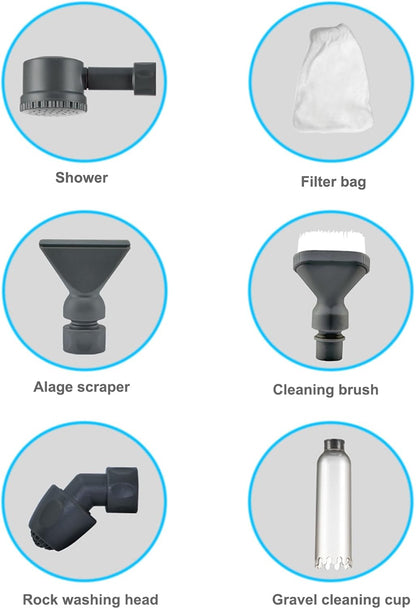 Carefree Fish 30W Electric Aquarium Gravel Cleaner with 6Ft Tubing 6IN1 Automatic Fish Tank Gravel Vacuum Water Changer Wash Sand and Water Circulation (for 20Gal~800Gal Fish Tank) 2.2Lb