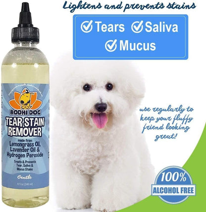Bodhi Dog Tear Stain Remover - Removes Tears, Saliva & Mucus Stains from Dogs & Cats - Gentle, Natural Solution for Sensitive Fur & Coats, Alcohol-Free, Made in USA (8 Fl Oz)
